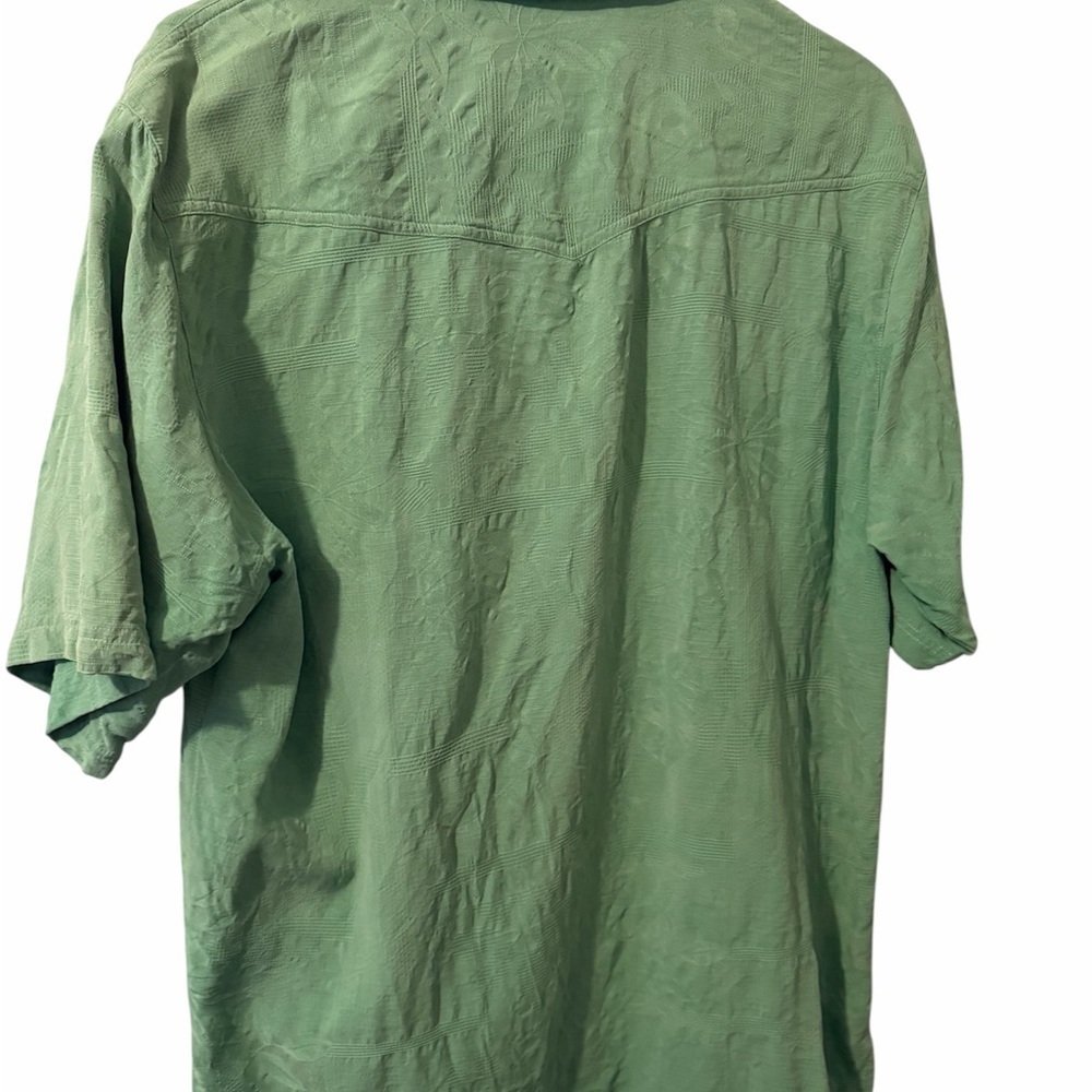 Tommy Bahama 100% Silk Textured Sage Green Shirt Sleeve Shirt Tropic Vacation - Picture 3 of 5
